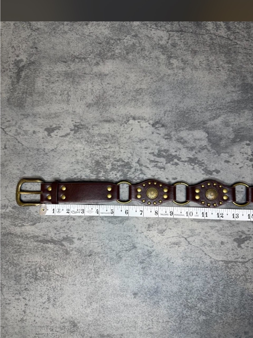 American Vintage Brown Leather Belt with Brass Hardware - Picture 3 of 4